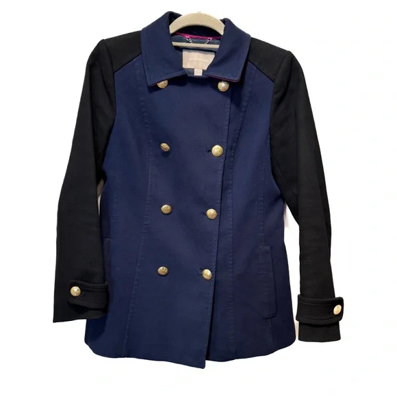 Banana Republic Double Breasted Military Blazer Navy/Black Small - Picture 2 of 12